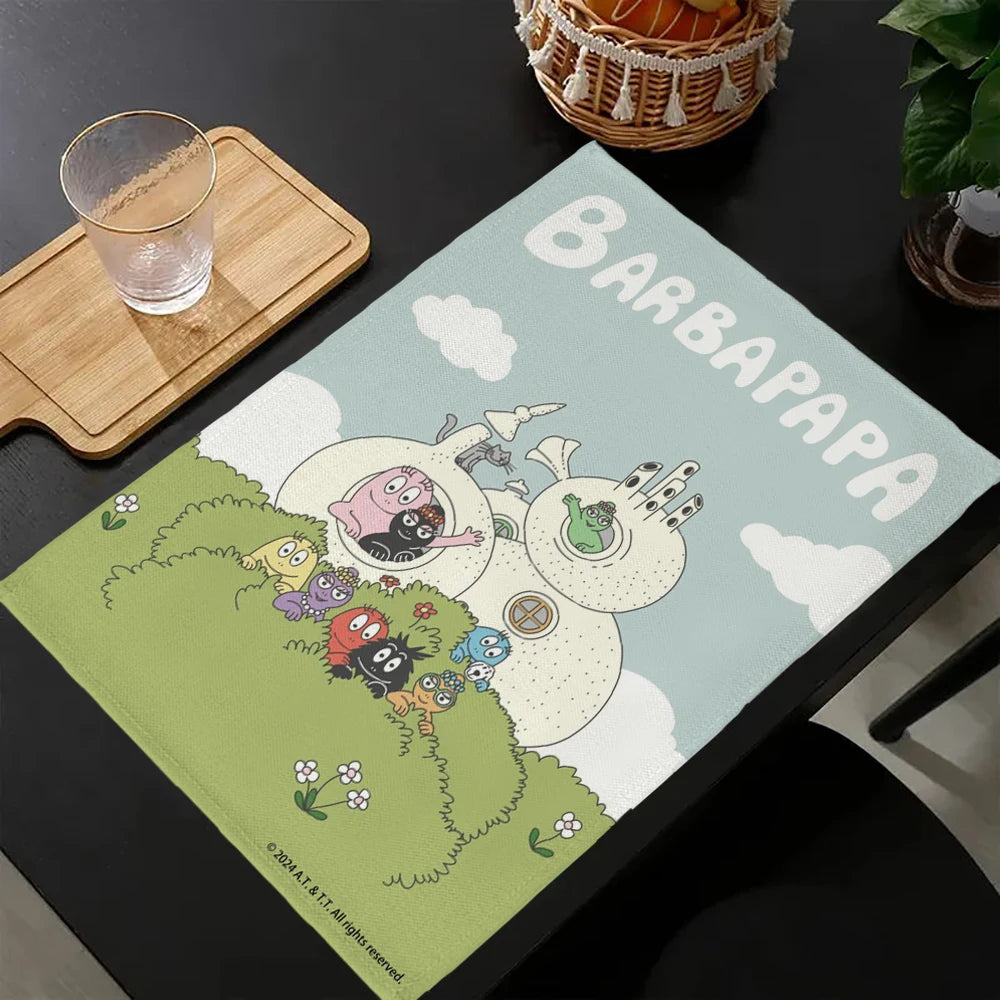 tapis multicolore dessins animés personnages cartoon table maison isolation thermique plats occidentaux