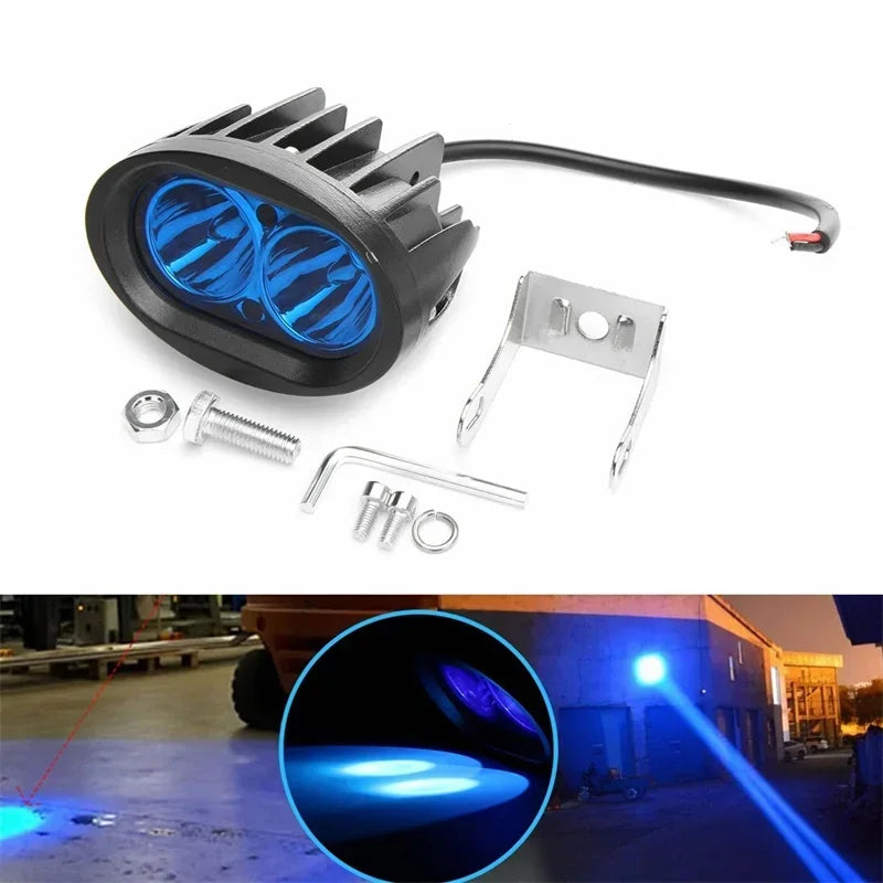lampe signalisation chariot élévateur bleu noir moderne industrielle transparente refroidissement vis fixationclé molette plaque