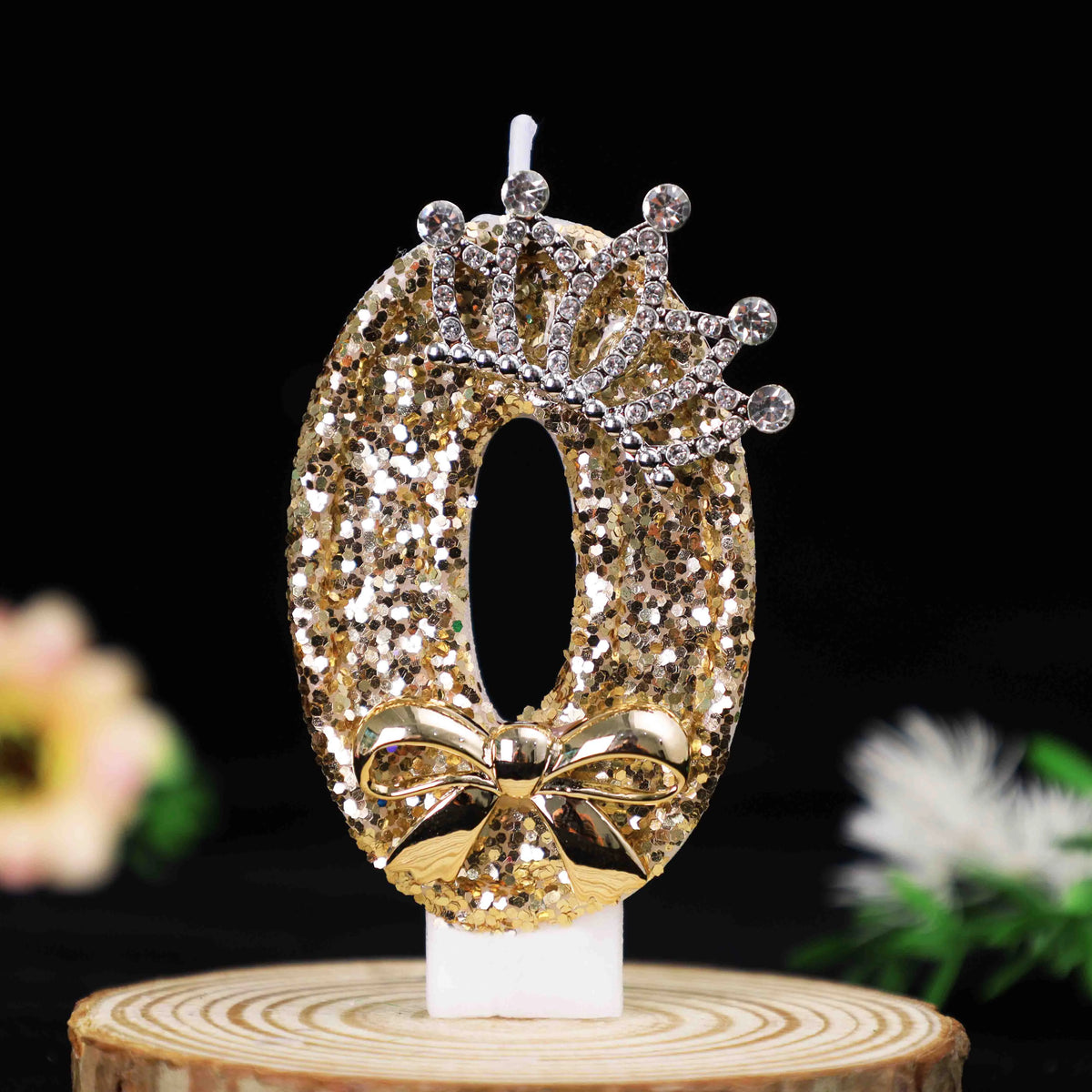 bougies numérotées pailletées dorées argentées anniversaire festives couronnes rubans clips decoration gâteau fête mariage