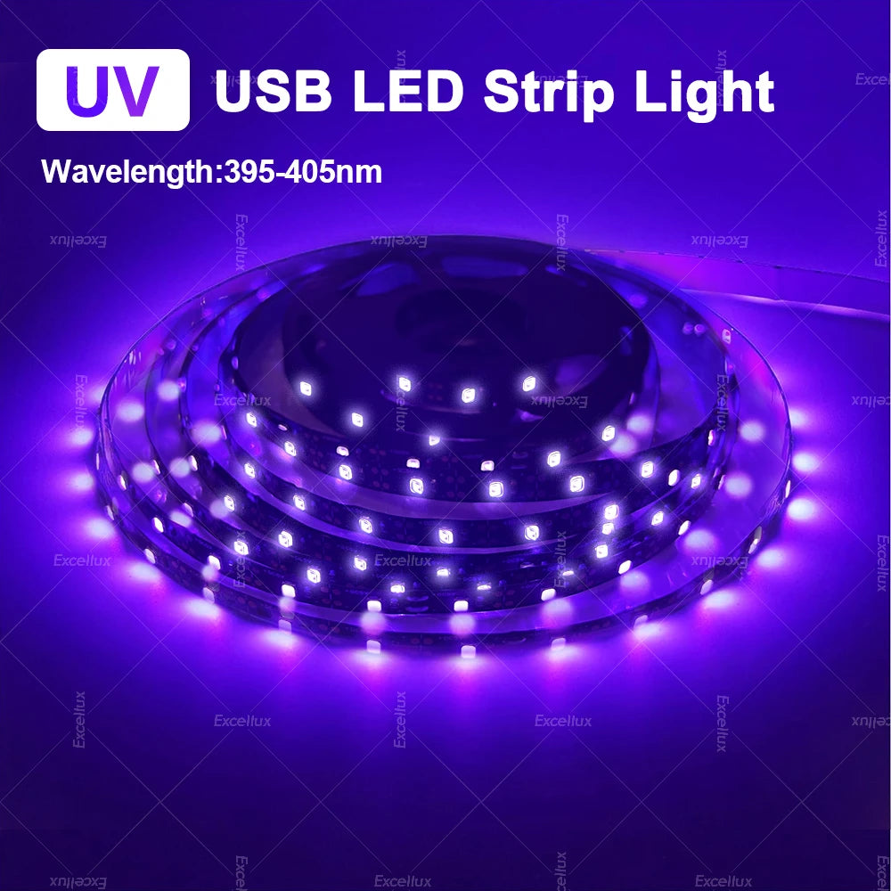 ruban led uv bleu points lumineux adhésif moderne décoration chambre fête 60leds 50000heures