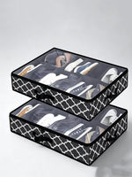 boîte chaussures pliable gris moderne poignées 12 16 paires tissu noir