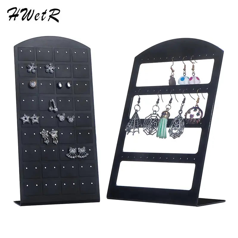 porte boucles d'oreilles moderne velours noir blanc grille perforations pieds boucles d'oreilles.storage organizer