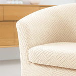 Housse fauteuil moderne beige rayures diagonales polyestère lavable machine 70 90cm haute 55 75cm
