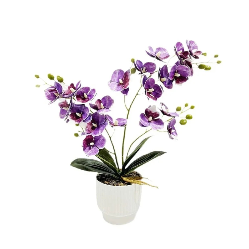 décoration intérieure orchidées artificielles fleurs douces moderne pot blanc feux vertes
