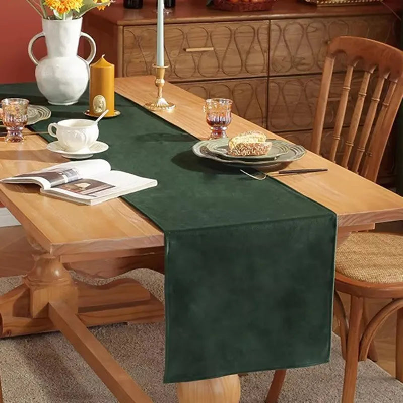 champagne vert olive chemin table velours moderne décoration noël halloween mariage anniversaire famille festive