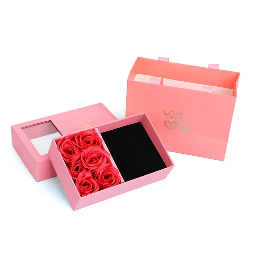 boîte dragées rose clair roses rouges classique carte vœux ruban bleu anniversaire mariage cadeau