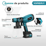 pistolet peinture électrique sans fil bleu noir batterie débit caoutchouc refroidissement orifices comparison flacons