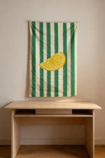 tapisserie murale citron rayée verte blanche moderne décoration intérieure chambre lavable machine