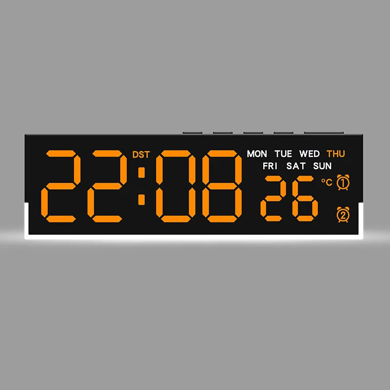 horloge numérique moderne écran led noir blanc vert bleu affichage température usb alarmes luminosité