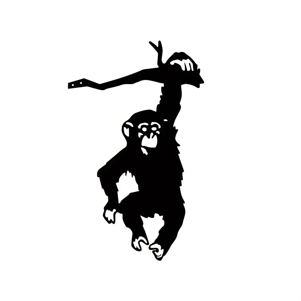 décoration murale silhouette singe noir suspendu jardin patio moderne élégant fixations