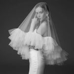 voile mariée tulle plissé blanc crème rose noir vert classique élégant opacité festonné