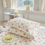 taies d'oreiller fleurées ensemble literie classique oreiller drap plat ours rose doux