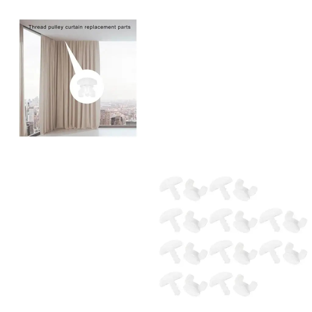 rideaux poulies pieces rechange plastique blanc translucide moderne fixations sans motif inclusées 10 pièces