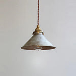 lampe suspendue industrielle vintage métal vert bleu gris finement oxydée éclairage salon chambre