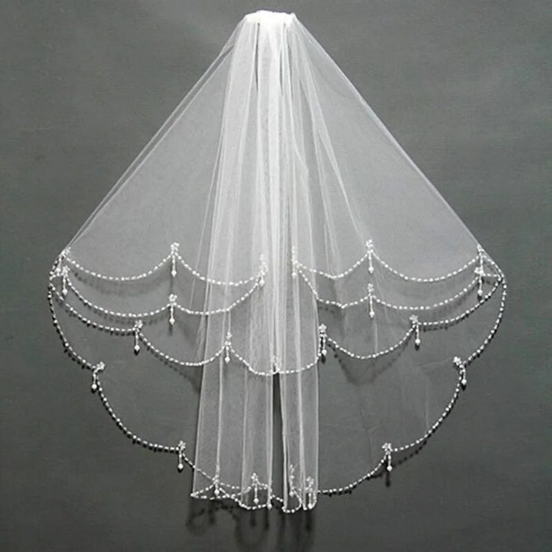 voile mariée blanc cristaux ornementé transparent classique élégant tulle acétate polyester accessoires mariage