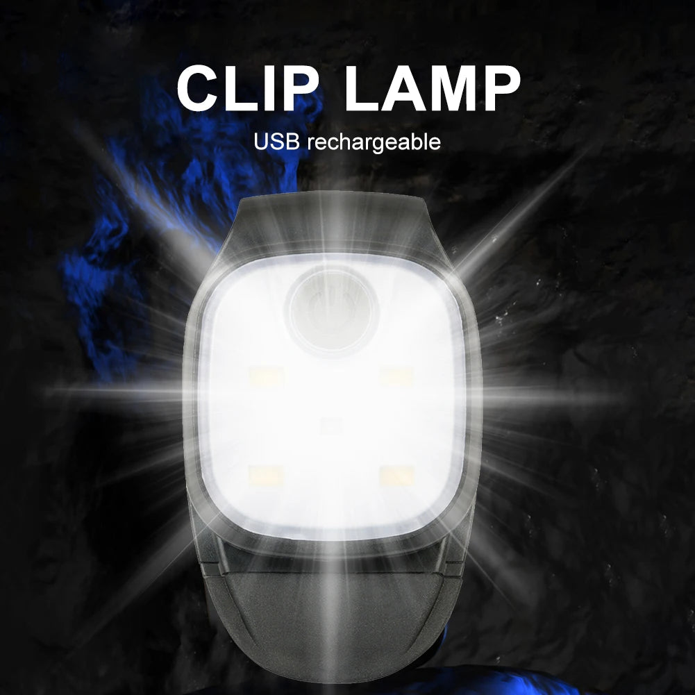 lampe frontale led clip noir moderne sécurité jog marche nuit pêche randonnée USB
