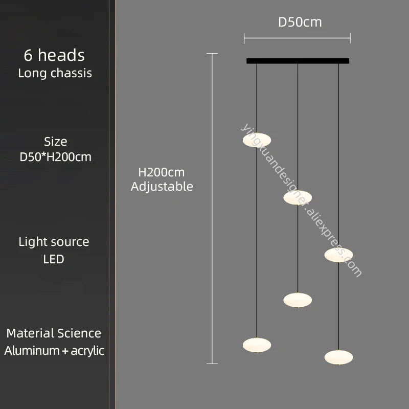 suspension lumineuse moderne blanc noir led salon chambre étude 2000lm 82000lm 90v 260v
