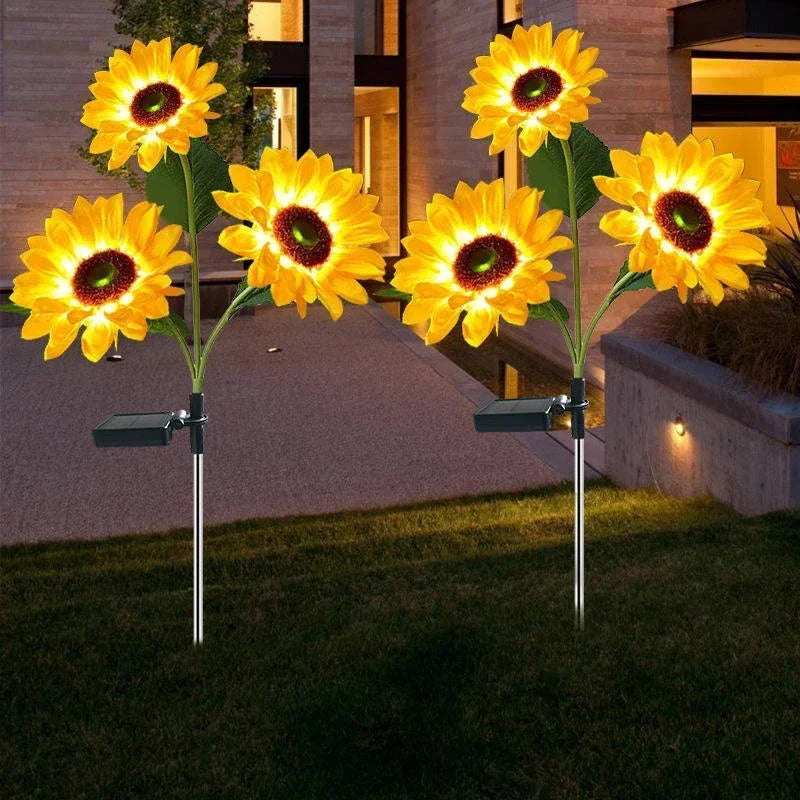 lumière solaire tournesol jaune vert moderne fleur artificielle extérieure rotation 90 degrés jardin decoration