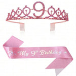 couronne anniversaire strass dorés ruban rose texte princesse fête cadeau favoris numéro anniversaire