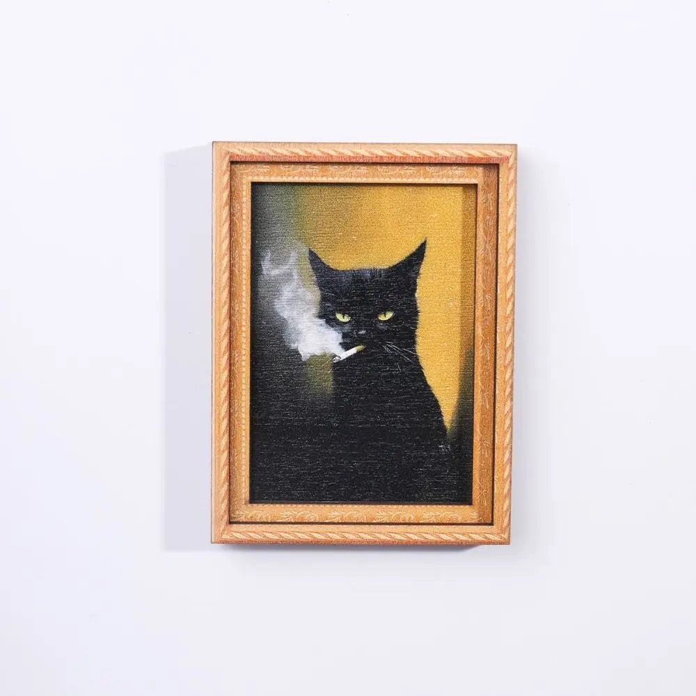 cadre photo aimant chat dessin animé bois naturel classique fumée animal compagnie magasin unique