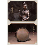 statuette bouddhiste bronze bouddha deux femmes bases lotus motifs floraux 32cm 3kg traditionnel