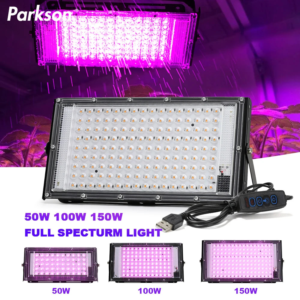 lampe led végétale 50w 100w 150w noir blanc grille alu moderne ip65 usb