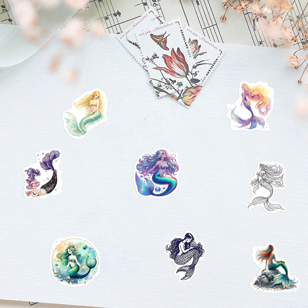 stickers vinyle imperméables sirènes dessin animé scrapbooking téléphone ordinateur portable bouteille hydroflask