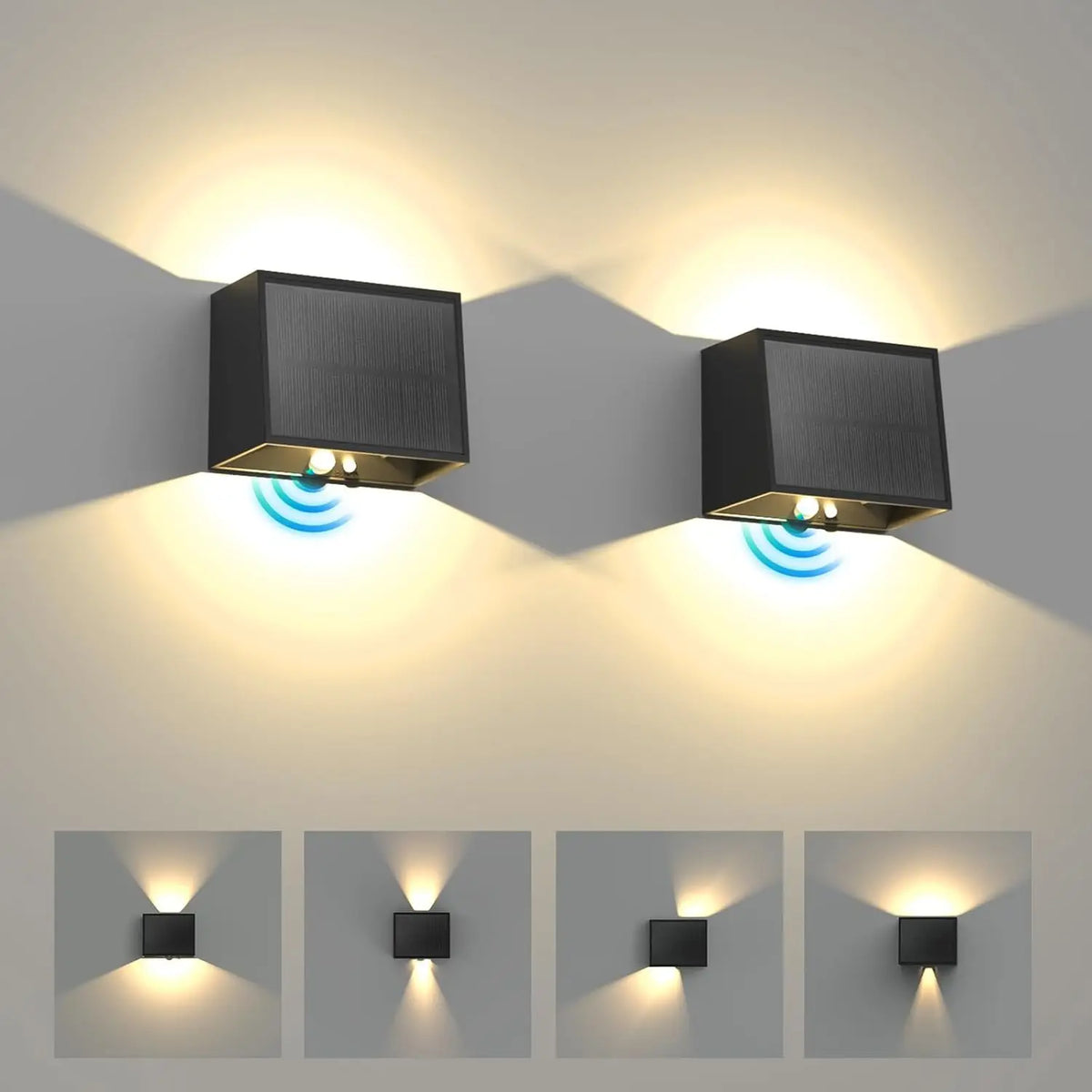 lampe murale solaire détecteur mouvement contemporaine texture tissu noire led extérieure autonomie ip65