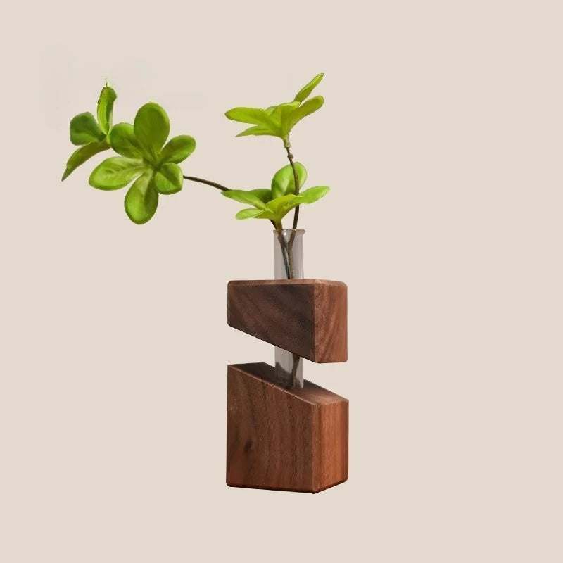 vase mural moderne adhésif transparent bois naturel minimaliste salon art décoratif