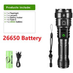 lampe torche noire led 98w modes rechargeable usb type robuste camping