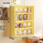 présentoir mural transparent moderne figurines blanc jaune violet anti poussière adhésif organisateur