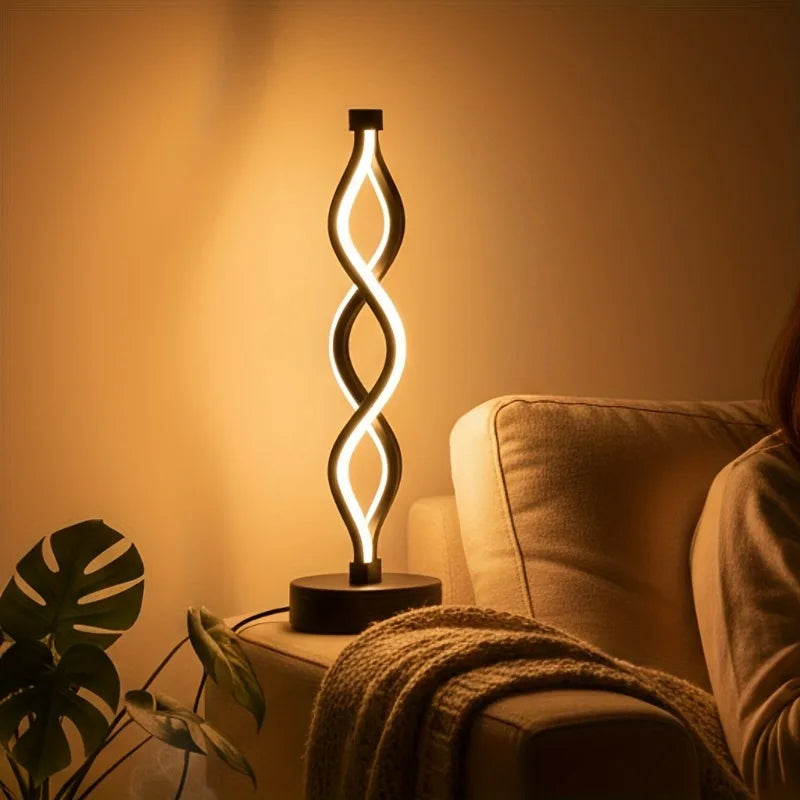 lampe table tactile spirale noir blanc modernes contemporaines LED 60 249 flux lumineux 5W