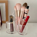 boîte rangement cosmétiques transparente moderne pinceaux crèmes rouges palettes carte crédit minimaliste organisateur