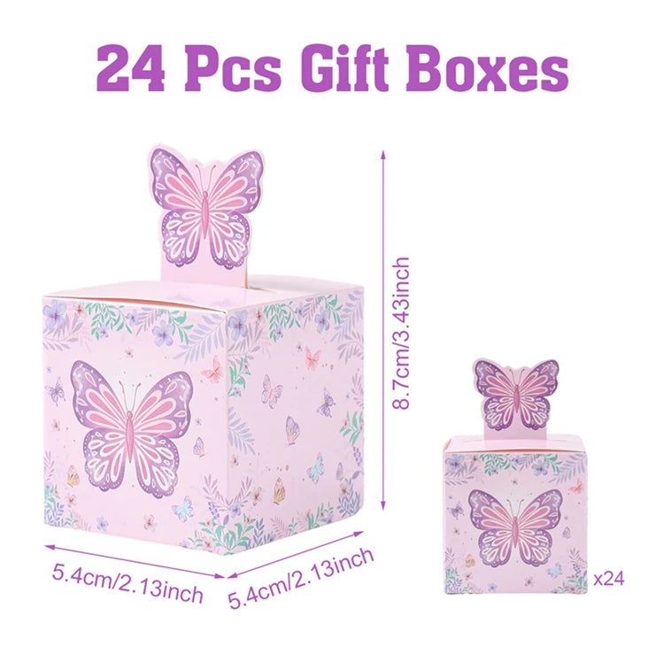 boîtes pop corn décoratives papillons rose violet doré fête anniversaire mariage baptême fille