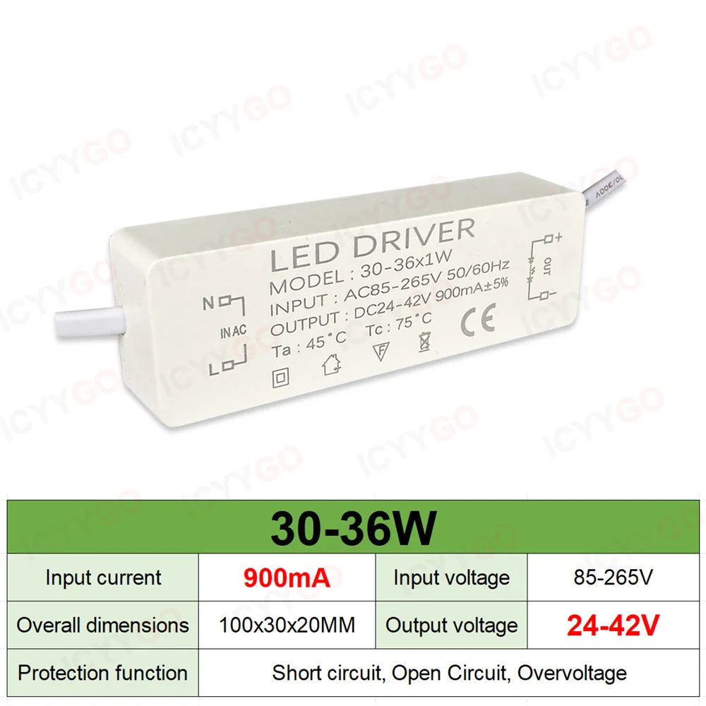 pilote led driver alimentation 120v 240v 3w 18w 300ma 600ma isolation industrielle ccc sécurité
