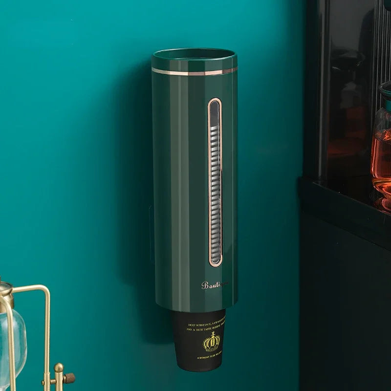 distributeur tasses moderne adhésif vert blanc motif feuilles opaques multifonctionnel