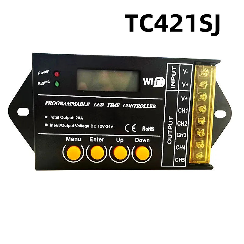 contrôleur led programmable wifi noir 12v 24v 5canaux 20a rgbw cct dim clips lcd