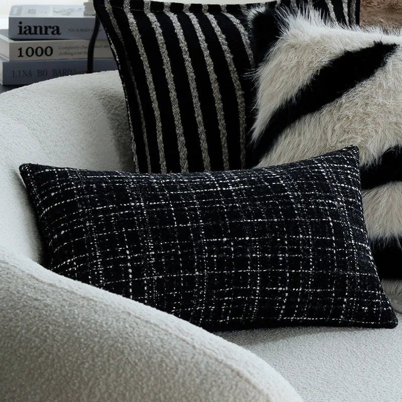 coussins décoratifs moderne noir blanc imprimé animal géométrique 30x50cm 45x45cm