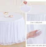 nappe table blanche plissée imperméable l'huile diamètre 48 pouces hauteur 27