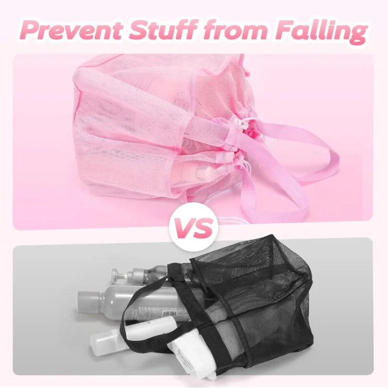 Sac douche maille rose réutilisable cordon serrage rapide respirant voyage gym