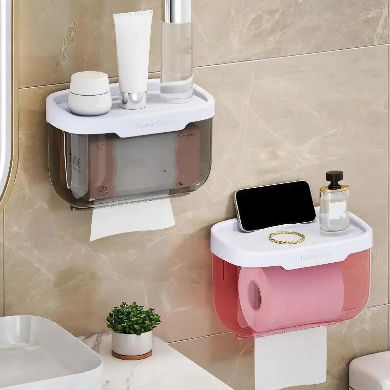boîte mouchoirs réutilisable transparente moderne adhésif rouge blanche grise salle bain cuisine