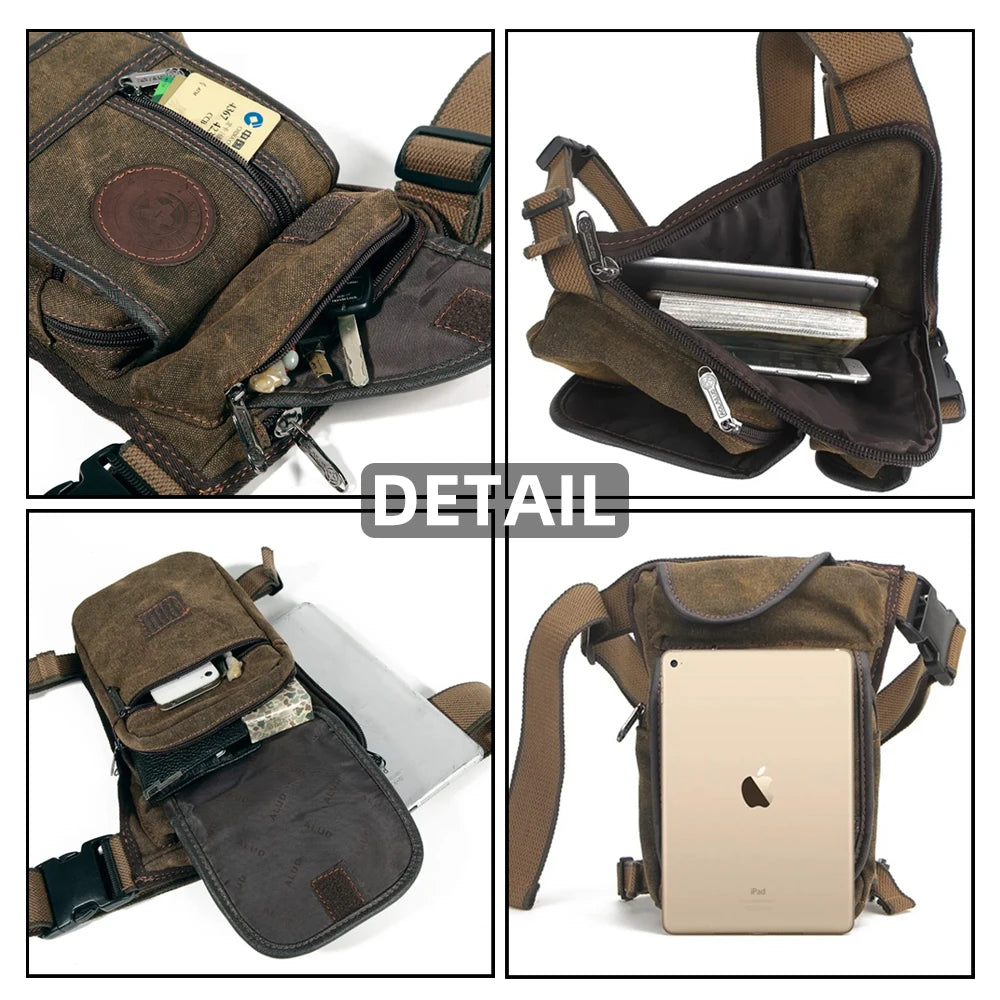 sac banane homme toile noir marron logo porte clés monnaie téléphone papeterie équipement sportif