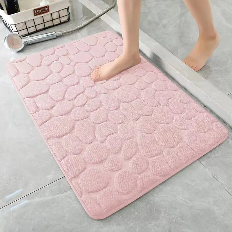 tapis bain gris antidérapant texture cailloux moderne absorbant lavable séchage rapide 40x60cm 20x32cm