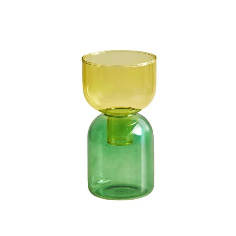 Vases modernes transparents vert bleu orange rose jaune set deux mini vases terrarium fonction