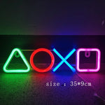décoration lumineuse led symboles playstation manette jeu couleurs variées gaming moderne