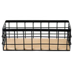 paniers rangement métal noir blanc maille moderne tissu beige cuillère fourchette plante artificielle bouteille