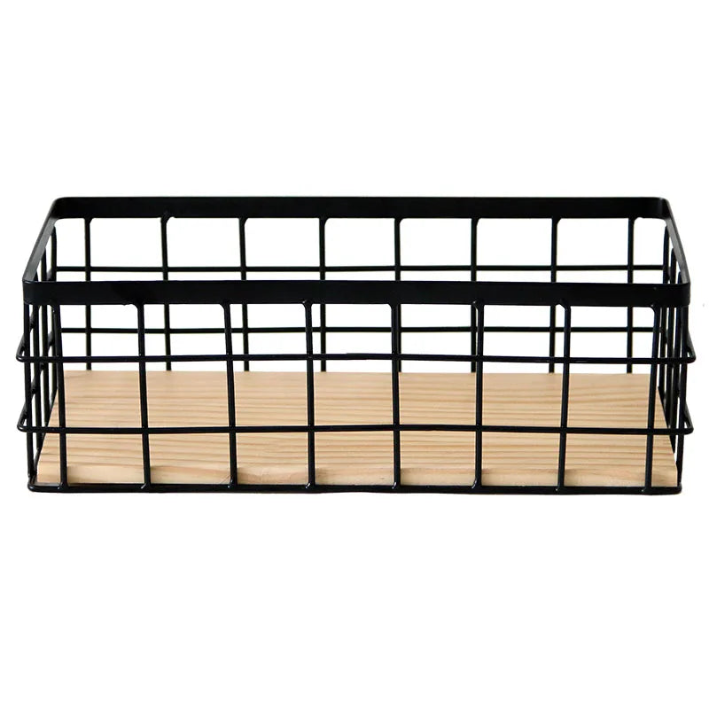 paniers rangement métal noir blanc maille moderne tissu beige cuillère fourchette plante artificielle bouteille