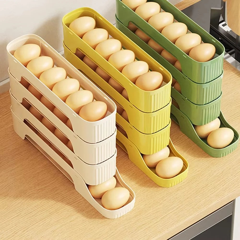 rangement d'oeufs porte réfrigérator vert jaune beige moderne pratique coulissant réutilisable transparent opacité