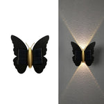 lampe murale solaire led papillon moderne noir doré extérieure adhésive ip44 rechargeable 2lumieres