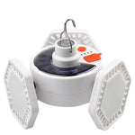 lampe solaire led rechargeable usb triple pliage crochet minimaliste hexagonal ventilation blanc moderne